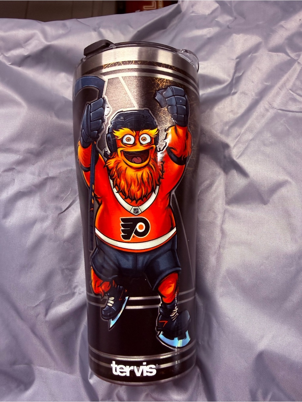 tervis Orange and Black Gritty Hockey Mascot Travel Tumbler